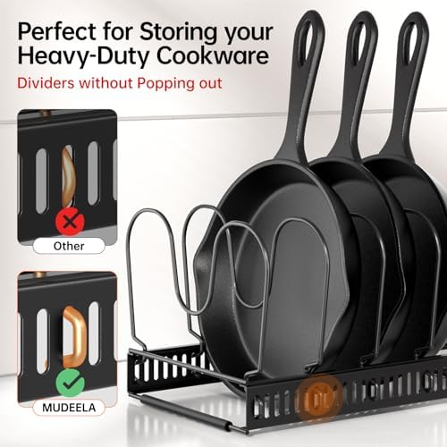 MUDEELA Expandable Pot Pan Lid Organizers inside Cabinet, 12 Divider-Black