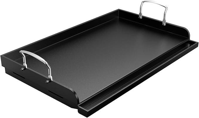 Cast Iron Griddle for Gas Grill 25"x16" Flat Top Grill Griddle Pan for Stove Top Nonstick BBQ Griddle Plate for Charcoal & Gas Grill Heavy Duty Universal Cooking Surface for Blackstone Style