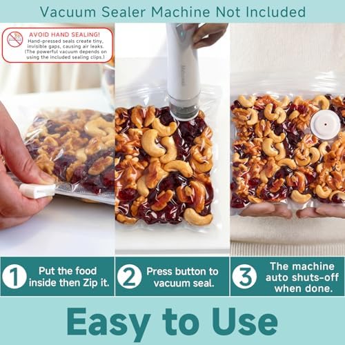 Mehomeli Reusable Vacuum Sealer Bags, 30 Medium Bags, 11in × 10.2in