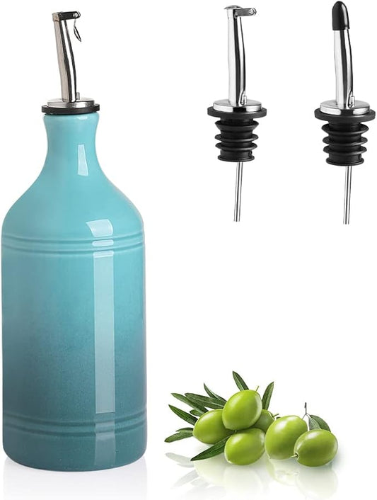 Sweejar Ceramic Olive Oil Dispenser Bottle, Opaque Oil Cruet Protects to Reduce Oxidation, Suitable for Storage Vinegar, Coffee Syrups & Other Liquids, Pack of 1, 15.5 Fl Oz(Gradient Blue)