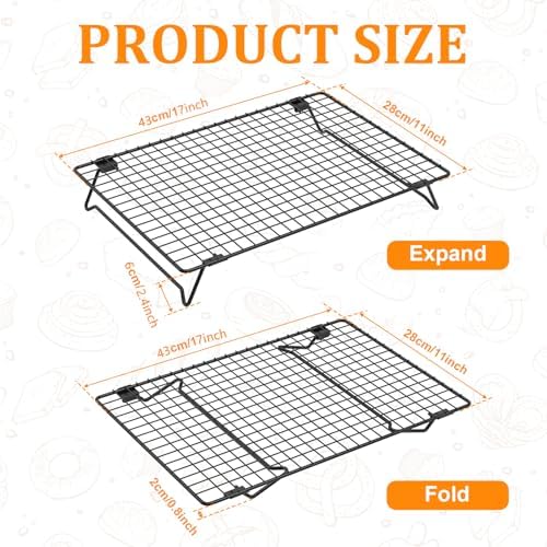 3 Pack Cooling Racks for Cooking and Baking, 17 x 11 Inch 3-Tier Stackable Cookie Cooling Rack Tall Baking Racks, Carbon Steel Roasting Wire Rack for Baking, Grilling Making Jerky (Black)