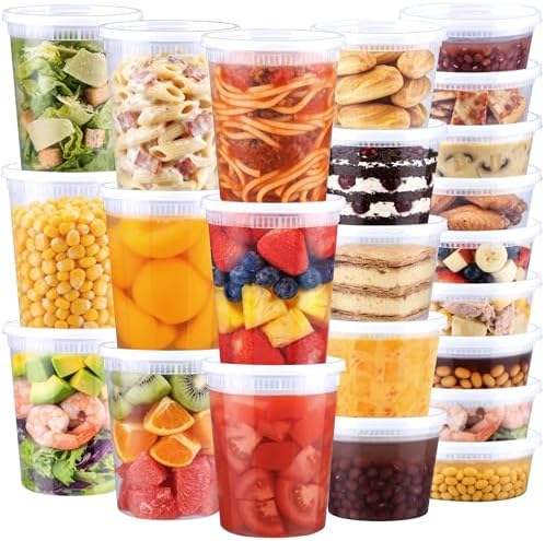 BYSNOW 60 Sets Deli Containers with Lids Plastic Food Storage Containers