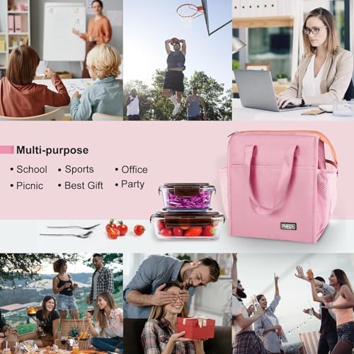 Insulated Lunch Bag Women, 12L Large Thermal Snack Bag Reusable Cooler Tote