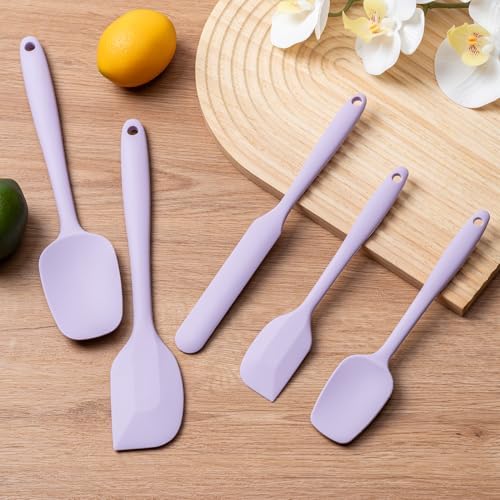 Silicone Spatula Set,5 Piece Food Grade Rubber Spatulas,Lavender