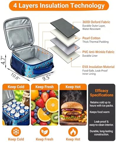 Lunch Box Kids,Cute Cartoon Insulated Lunch bag for Kids Boys Girls Portable Lightweight Small Lunchbox Special Design for school Picnic Outdoor