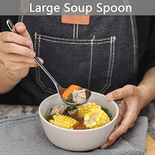 18/8 Stainless Steel Deep Pho Noodle Spoons Big Soup Spoon Large Serving Spoon Mini Ladle-7.9inch