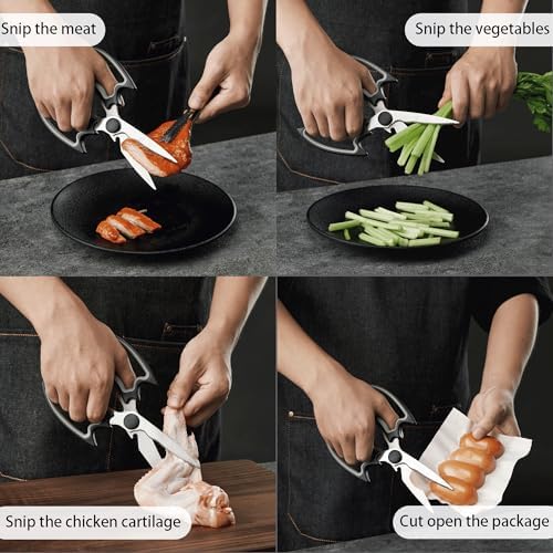 OMDAR Bat Kitchen Scissors All Purpose 2 Pack - Halloween Goth Cute Kitchen Shears - Heavy Duty Stainless Steel Cooking Shears for Cutting Meat, Food, Poultry - with Magnetic Blade Guards