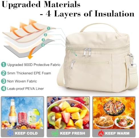 DALINDA Insulated Lunch Box Women Men Leak-Proof Cooler Lunch Bag