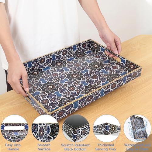 AGIOTA Coffee Table Trays for Living Room Serving Tray with Handles, Modern Large Tray for Ottoman Coffee Table