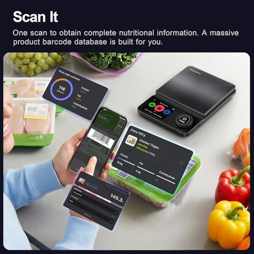 Smart Food Scale with Nutritional Calculator, USB Charging, 11lb