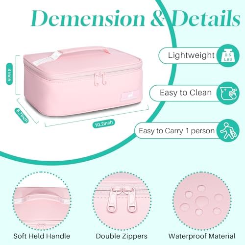 NOL Insulated Lunch Bag for Adults – Compact Cooler Lunch Box with Food-Grade Lining, Waterproof Lunch Bag for Work, Travel | Portable Thermal Meal Tote with Handle, Pink
