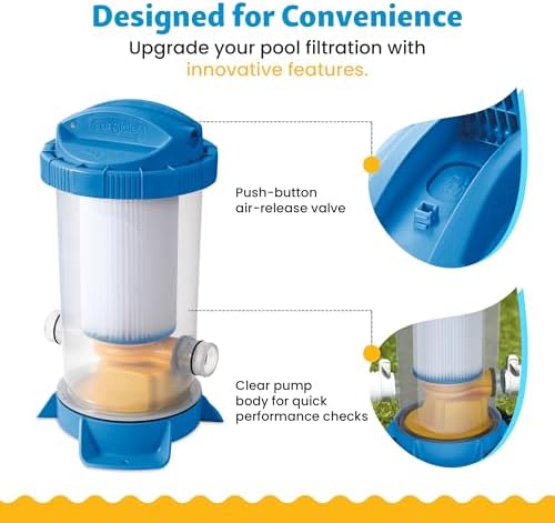 Funsicle FiltraBoost 1200 Pool Pump, 1200 GPH, Includes Type C Filter Cartridge, Hose Adapters, Hoses & GFCI Plug
