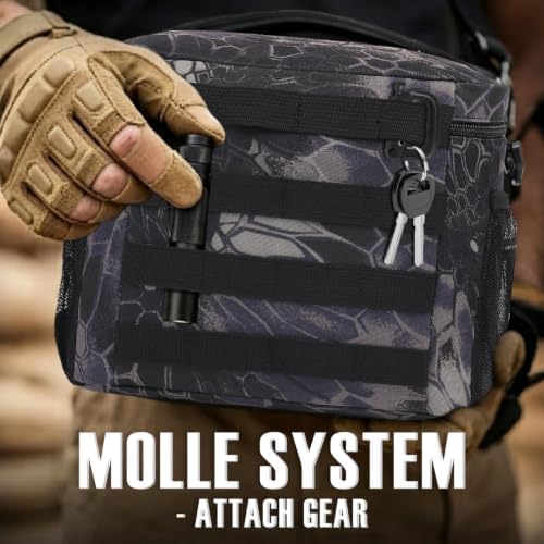 FlowFly Lunch Bag, Insulated Cooler, Thermal Lunch Box Tote with MOLLE/PALS Webbing, Adjustable Padded Shoulder Strap, for Tactical Men Women Adults and Boys Girls Kids (Typhon, Large)