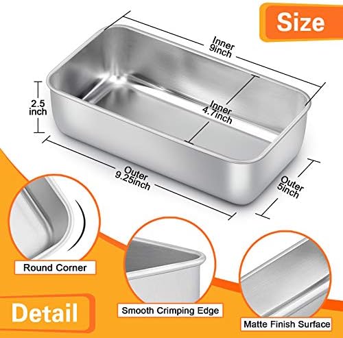 E-far Loaf Pan for Baking Bread, 9 x 5 Inch Stainless Steel Bread Pan, 3PCS