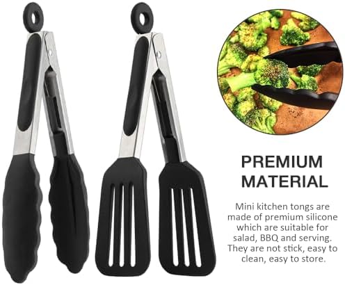 7 Inch Mini Silicone Serving Tongs with Silicone Tips Set of 2