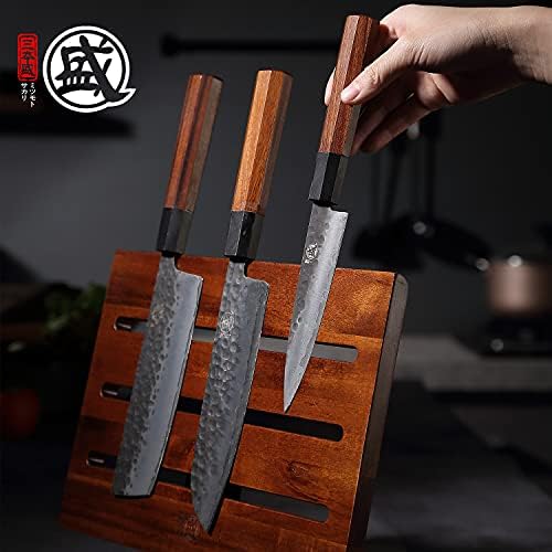 MITSUMOTO SAKARI 12.5-Inch Acacia Wood Countertop Magnetic Knife Holder