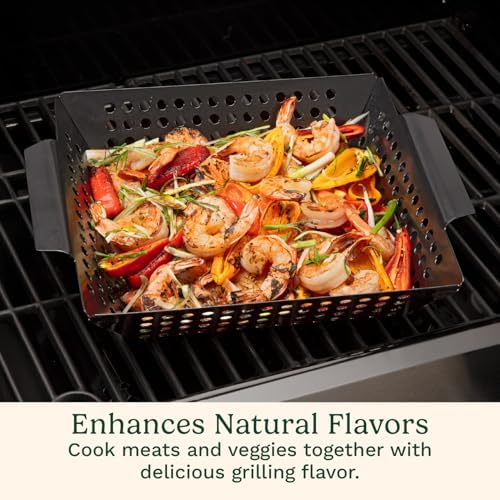Cuisinart 11" x 11" Non-Stick Grill Wok, Perforated BBQ Grill Basket for Grilling Veggies, Meat & Stir-Fry, Outdoor Grilling Basket for Charcoal and Gas Grills (Pack of 6)