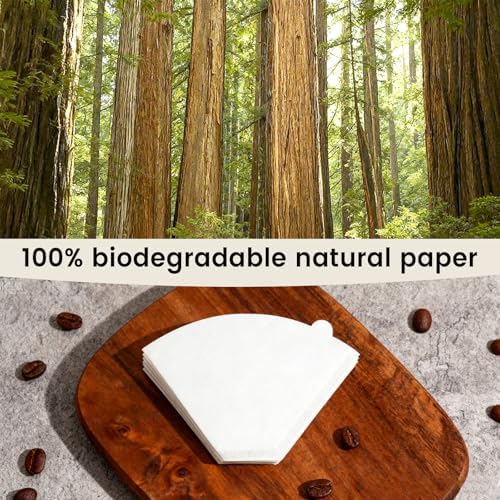 Niveaya Coffee Filters 200 Count, White Coffee Filter #4 Cone Paper, Natural Paper Coffee Filter 8-12 Cup (nature white, 04)