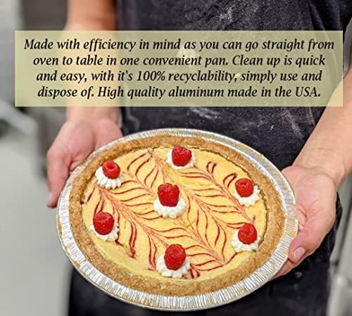 KitchenDance 10" Disposable Aluminum Foil Pie Pans - Pack of 13 | Strong & Sturdy Pie Tins for Bakers, Cooking, Kitchen, Cooks, Bakeries, Business | Oven to Table Convenience & 100% Recyclable