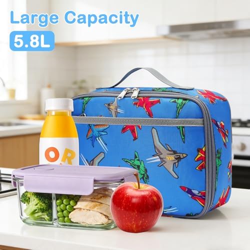 FlowFly Kids Lunch box Insulated Soft Bag Mini Cooler Back to School Thermal Meal Tote Kit for Girls, Boys, Fighter