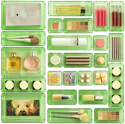 Vtopmart 25 Pack Plastic Drawer Organizers with Anti-slip Rubber Pads