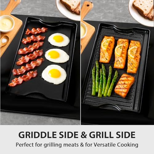 Utheer Reversible Griddle Kit, 16.5 x 10.5 Inch Cast Iron Flat Top
