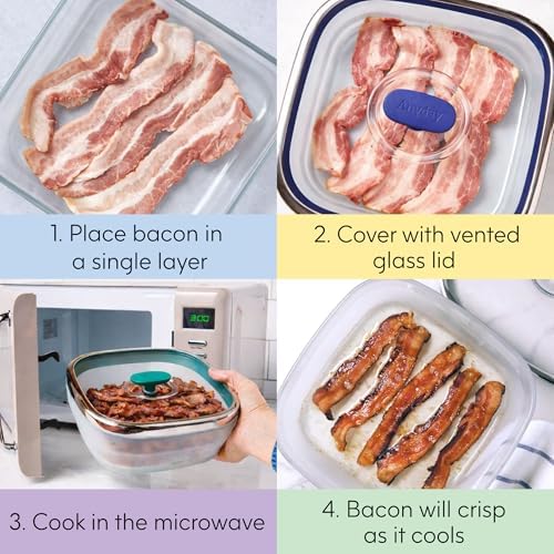 Anyday 10-Cup Square Glass Food Storage (Blueberry)