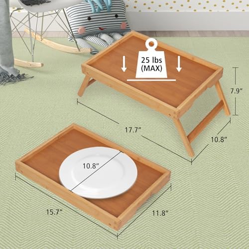 Artmeer FSC 100% Bamboo Bed Trays, Medium, 2-Pack, Natural