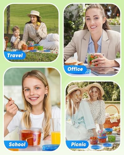 BiuLeon 12 Pack-16oz Freezer Storage Containers, Plastic Food Storage Containers with Twist Top Lids, BPA Free and Reusable Soup Containers with Lid, Microwave and Dishwasher Safe