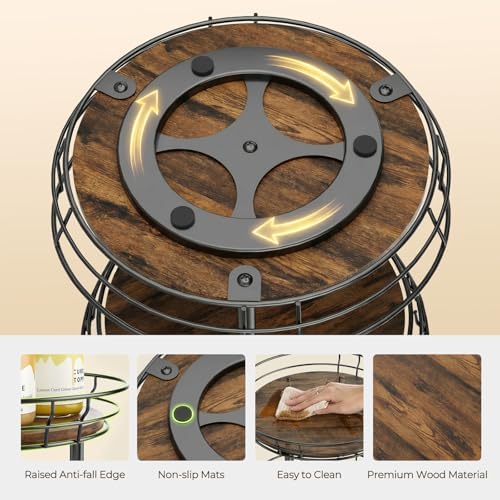 LAMU 2 Tier Lazy Susan Turntable Rotating Spice Rack Organizer for Cabinet