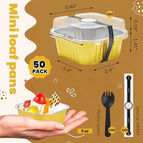 NPLUX Halloween Mini Cake Tins, 5oz 50 Pack Gold for Dessert Tables