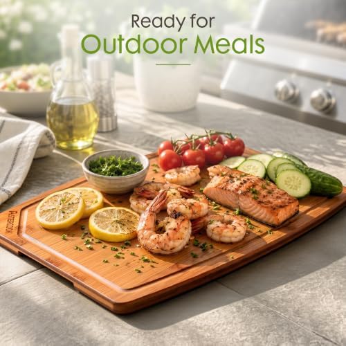 Astercook Large Bamboo Cutting Board for Kitchen