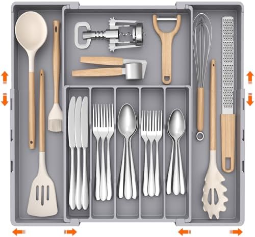 Lifewit Expandable Silverware Drawer Organizer, Utensil Tray for Kitchen