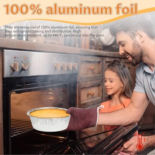 200 Pack 4" Round Tart Pie Foil Pans Disposable Pans Aluminum Foil Tart & Pie Tins Pans for Baking,Cooking,Storage or Reheating