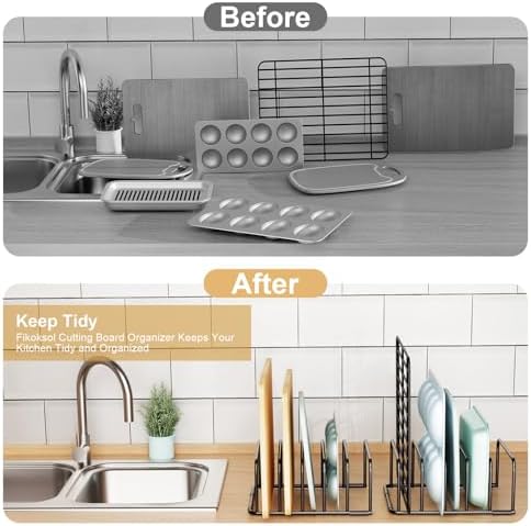 Fikoksol Cutting Board Organizer Storage, Baking Sheet Rack under Cabinet