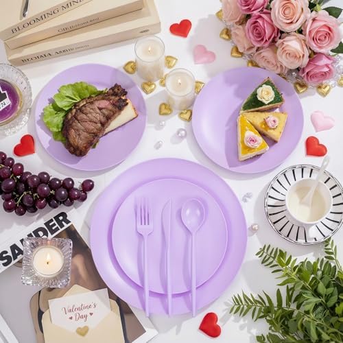 EjonirInjonir 150pcs Premium Purple Plastic Plates for Parties Matte Finish