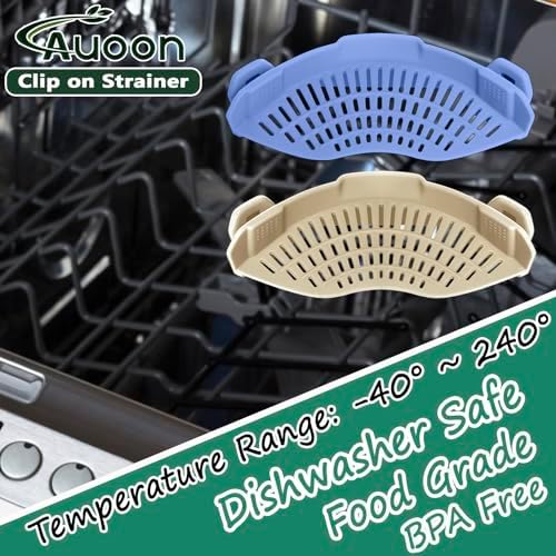 AUOON Clip On Pot Strainer Silicone, Standard 8.86 x 3.55in, Blue Velvet