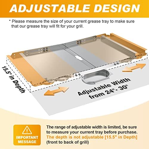Replacement Grease Tray with Catch Pan for Dyna Glo Grill Replacement Parts, 24-30" Universal Drip Pan for 4 5 Burner Gas Grill Nexgrill Replacement Parts, Grill Tray for Kenmore BHG Expert Grill