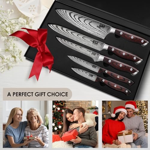 SHAN ZU Japanese Chef Knife Set 5 PCS, High Carbon Stainless Steel