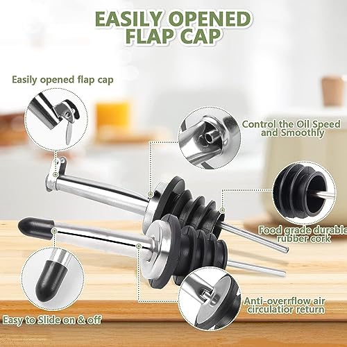Leaflai Olive Oil Dispenser, 500 ml/17 oz Vinegar and Olive Oil Bottle Dispenser Oil Bottles for Kitchen with 1 Pourers,2 Labels and 1 Funnel, Home Square Tall Glass Oil Container As Gift