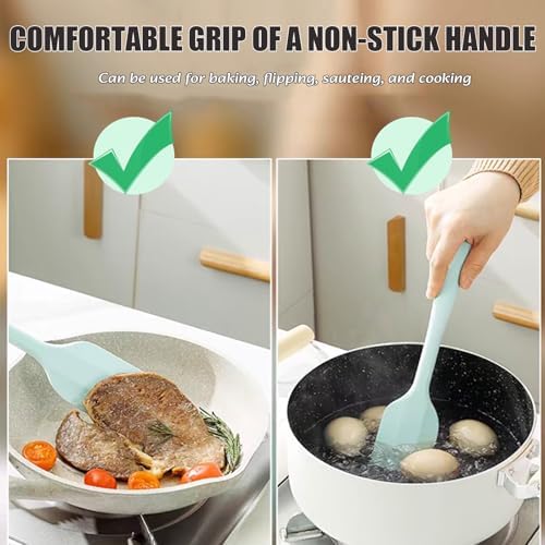 KAKAMINA Silicone Spatula Set, 8 Pack 11 Inch, Sturdy Steel Core