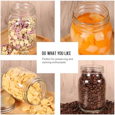Glass Mason Jars, 16oz Regular Mouth Canning Jar with Airtight Lids, 4 Pack
