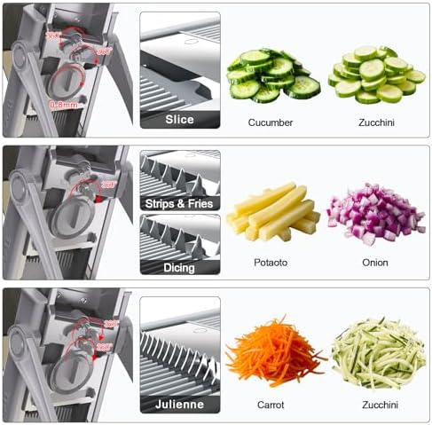 Safe Mandoline Slicer for Kitchen, 6 in 1 Vegetable Chopper, Potato Slicer