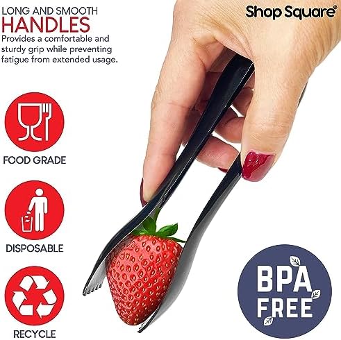 18 Pcs Black Plastic Serving Utensils Set – Heavy Duty Disposable Serving Spoons, Forks & Tongs | 10″ Serving Spoons for Buffet, Party, Catering, Wedding | Reusable, BPA-Free