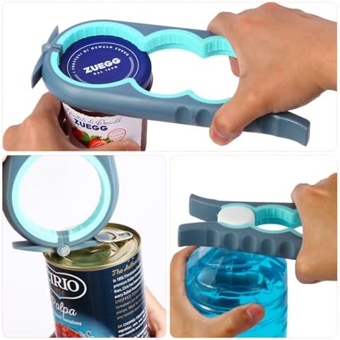 Jar Opener for Weak Hands, Seniors with Arthritis, Bottle Opener to Remove Stubborn Lids, Mutil Can Opener Gripper for Anyone with Low Strength (Blue and Grey)