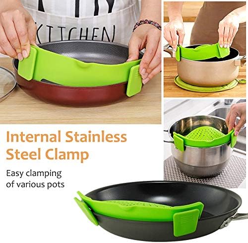 YEVIOR Clip on Strainer for Pots Pan Pasta,Silicone Food Pan Strainer
