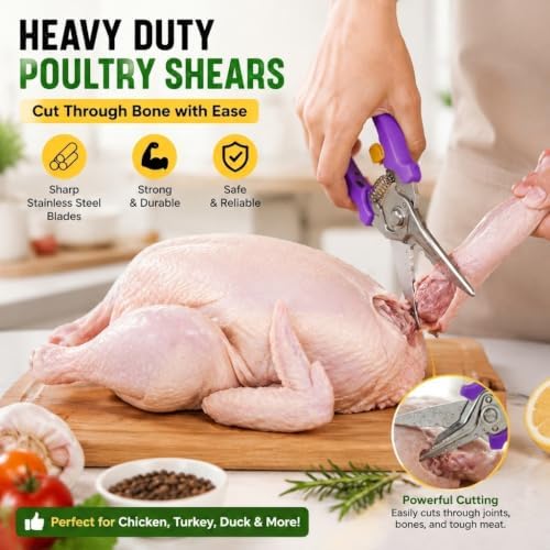Kitchen Scissors, Stainless Steel Poultry Shears, Sharp Heavy Duty Scissors