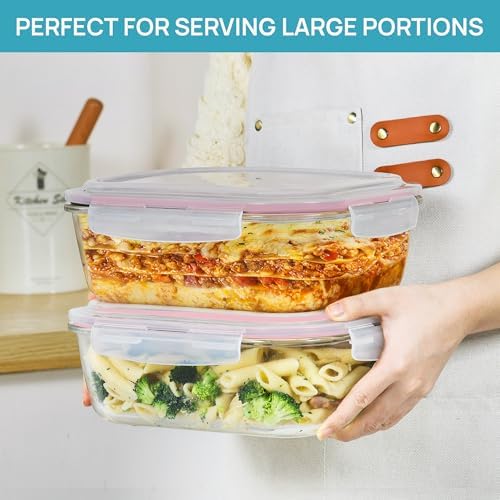 Vtopmart 2Pack 2260ml/76.4oz Extra Large Glass Storage Containers, Pink