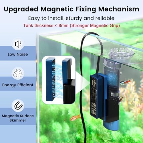 Aquarium Surface Skimmer, 96 GPH Flow Rate – Ideal for Freshwater & Saltwater Compatible, 5W – Efficient Waste Removal