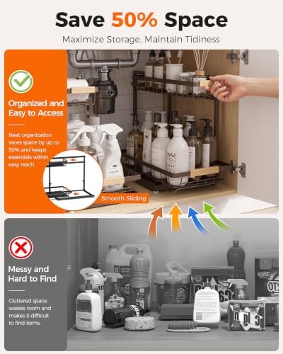Sevenblue 2-Pack 2-Tier Height Adjustable Under Sink Organizer & Storage
